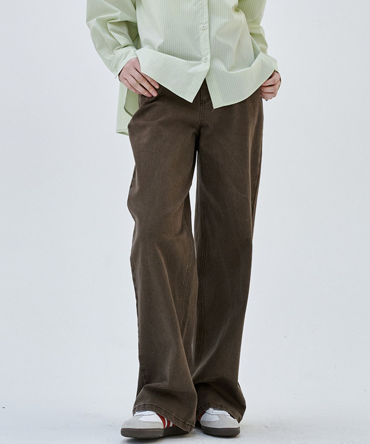 마롭(MALOUPE) 9157 소프트 칼라데님 팬츠 (브라운)