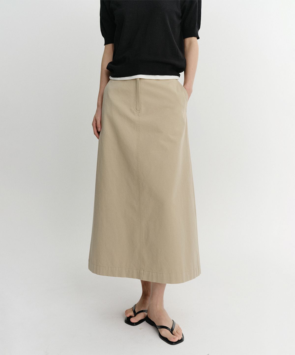 이아(EAAH) COTTON MAXI SKIRT (BEIGE)