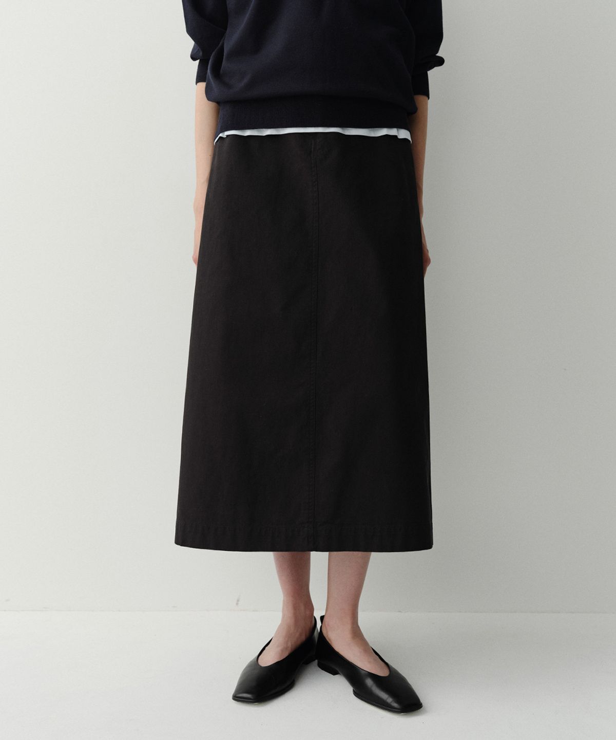 이아(EAAH) COTTON MAXI SKIRT (BLACK)
