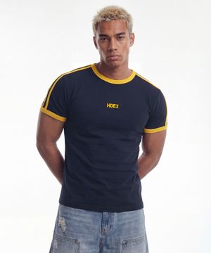 이지 머슬핏 트랙 링거 숏 슬리브 (Dark Navy)