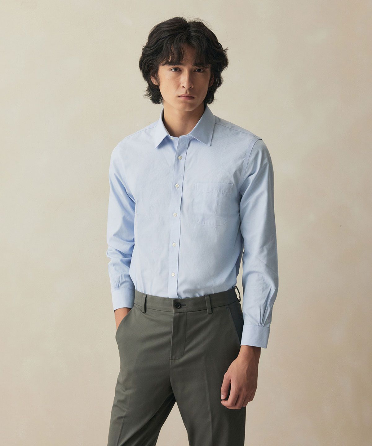 브룩스 브라더스(BROOKS BROTHERS) 논아이론 에인즐리 하운즈투스 드레스셔츠 (라이트블루) (BBTSMF0254)