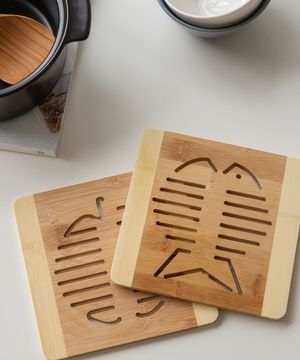 우드 뚝배기 원형 사과 대나무 냄비받침대