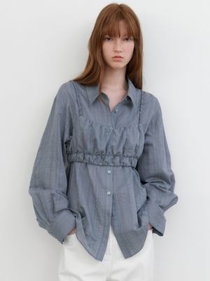 SHEER VOLIME TOP&LAYERED SHIRTS (BL-4393)
