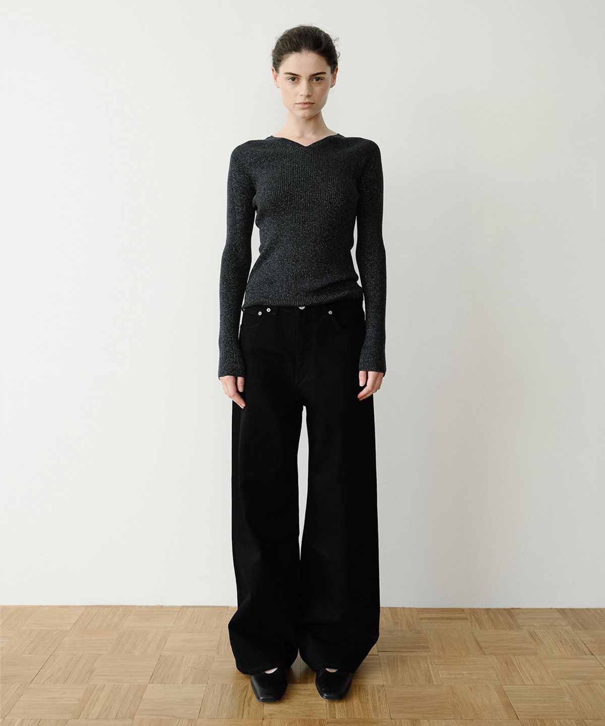 이아(EAAH) WIDE DENIM PANTS (BLACK)
