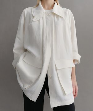 LINEN TUCK VOLUME JACKET (WHITE)