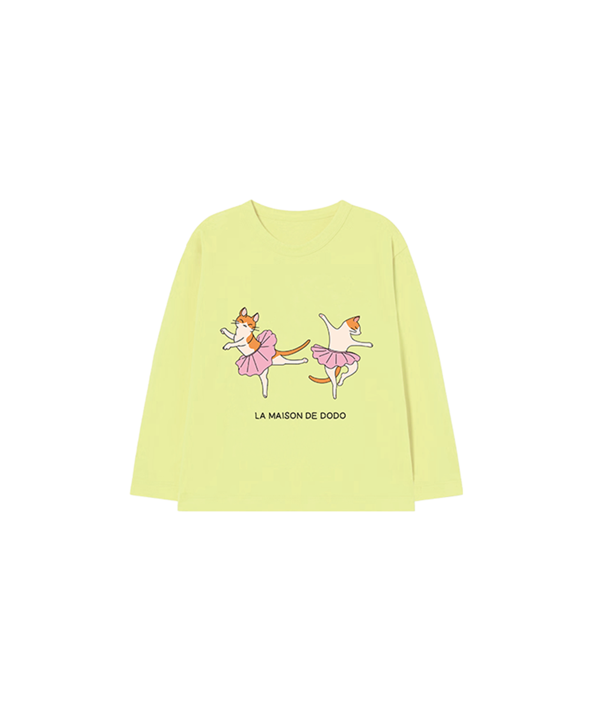 라메종드도도(LA MAISON DE DODO) Simply DODO T Shirt with Ballet Cats (Lemon)_키즈기본티 키즈프린트 등원복 키즈긴팔티 아동긴팔티 간절기 키즈선물 아동선물 여아선물 남아선물