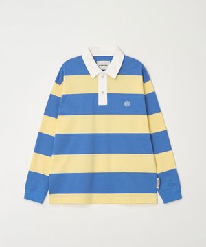 스트라이프 롱슬리브 럭비 셔츠(스카이블루)