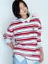 멀티 스트라이프 롱슬리브 티셔츠(레드&아이보리)