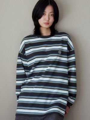 멀티 스트라이프 롱슬리브 티셔츠(차콜&아이보리)