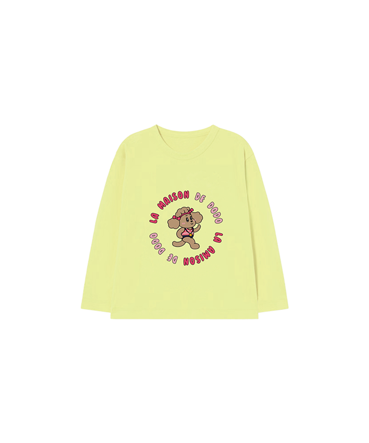 라메종드도도(LA MAISON DE DODO) Simply DODO T Shirt with Running Dog (Lemon)_키즈기본티 키즈프린트 등원복 키즈긴팔티 아동긴팔티 간절기 키즈선물 아동선물 여아선물 남아선물
