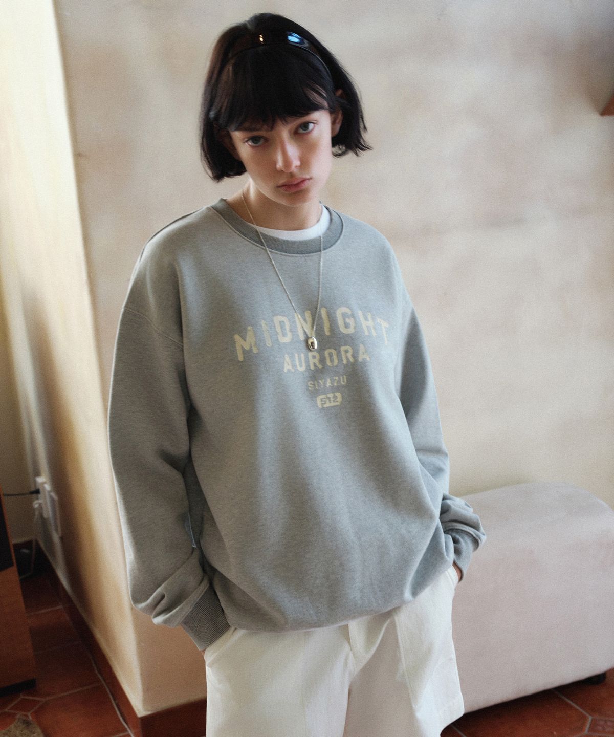 시야쥬(SIYAZU) SITP5252 MIDNIGHT AURORA 맨투맨_Melange gray