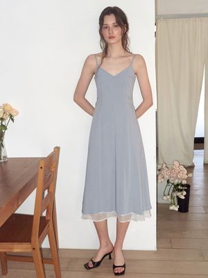 Slip Layered Hem Dress, Sky Blue