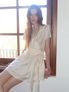 Wrap Tie Mini Dress, Cream