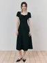 Heart Neck Ribbon Dress, Black