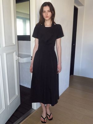 Layered Halter Dress, Black