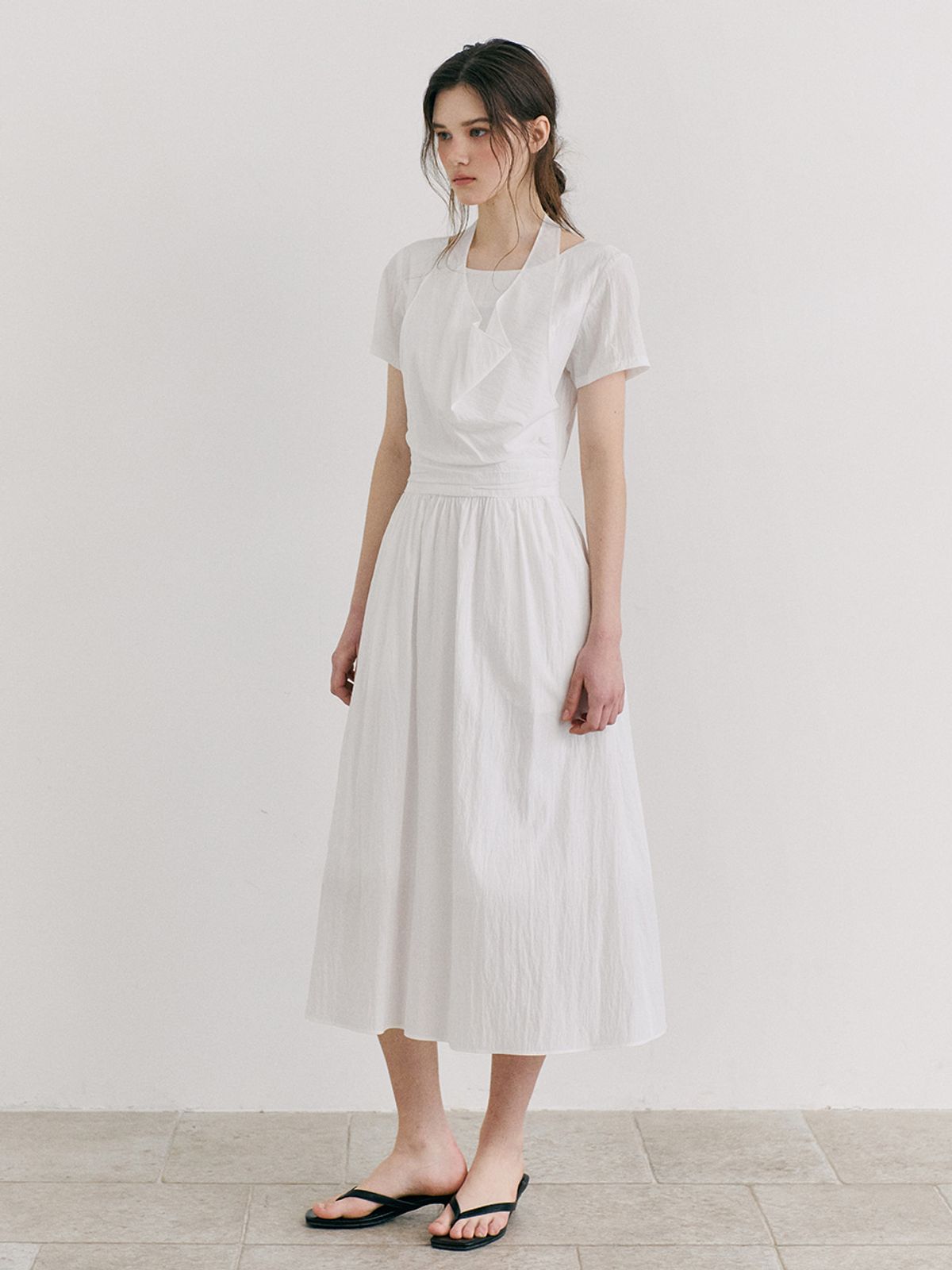 에트몽(ETMON) Layered Halter Dress, White