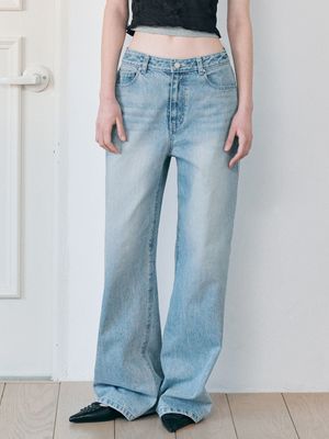 Washed Denim Pants, Blue