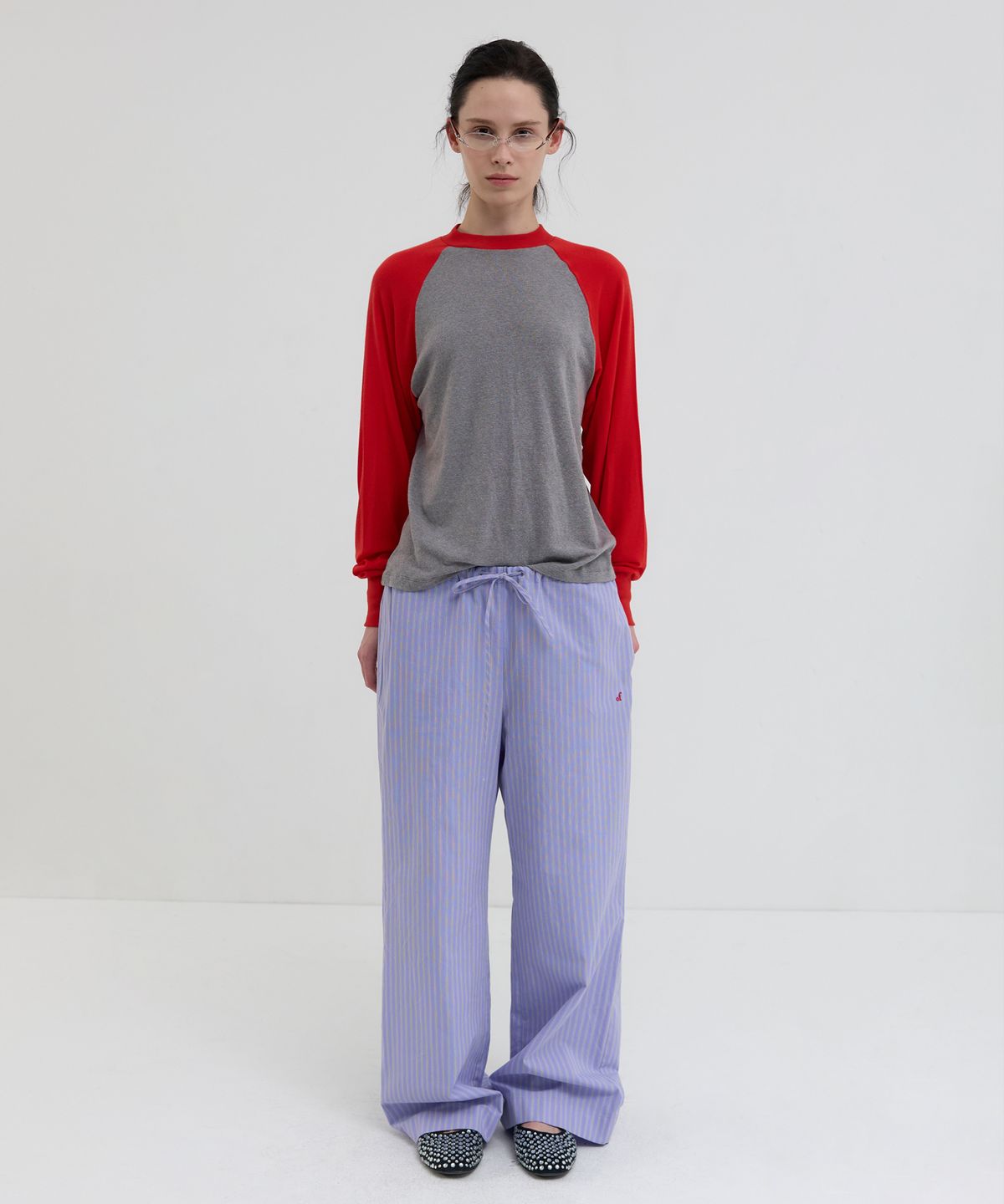 오버듀플레어(OVERDUEFLAIR) STRIPE WIDE PANTS_LAVENDER