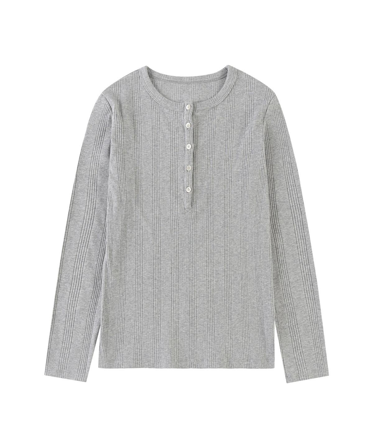 시야쥬(SIYAZU) SITP5245 멀티 골지 헨리넥 티셔츠_Melange gray