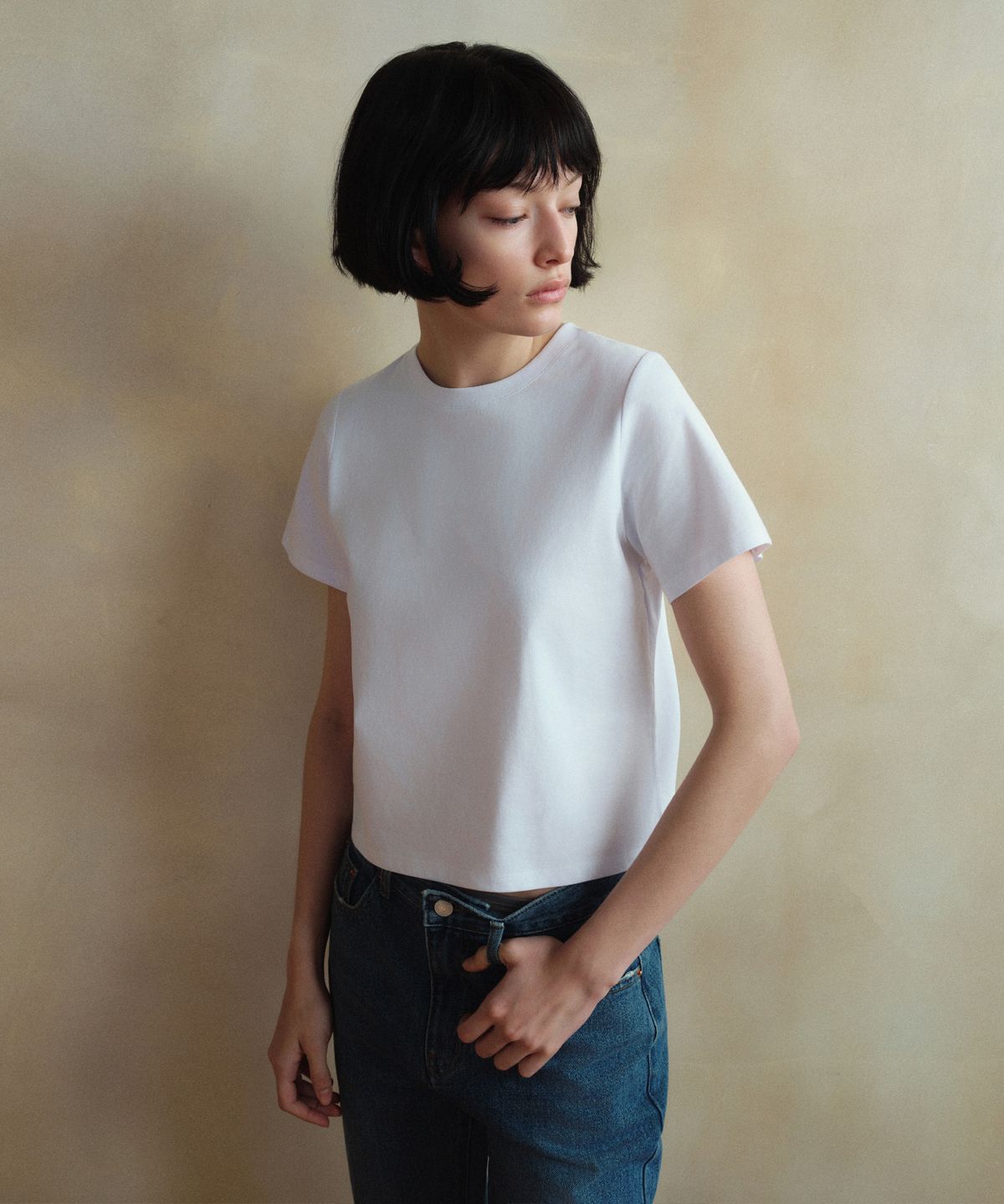 시야쥬(SIYAZU) SITP5242 슬림 레귤러 반팔 티셔츠_White