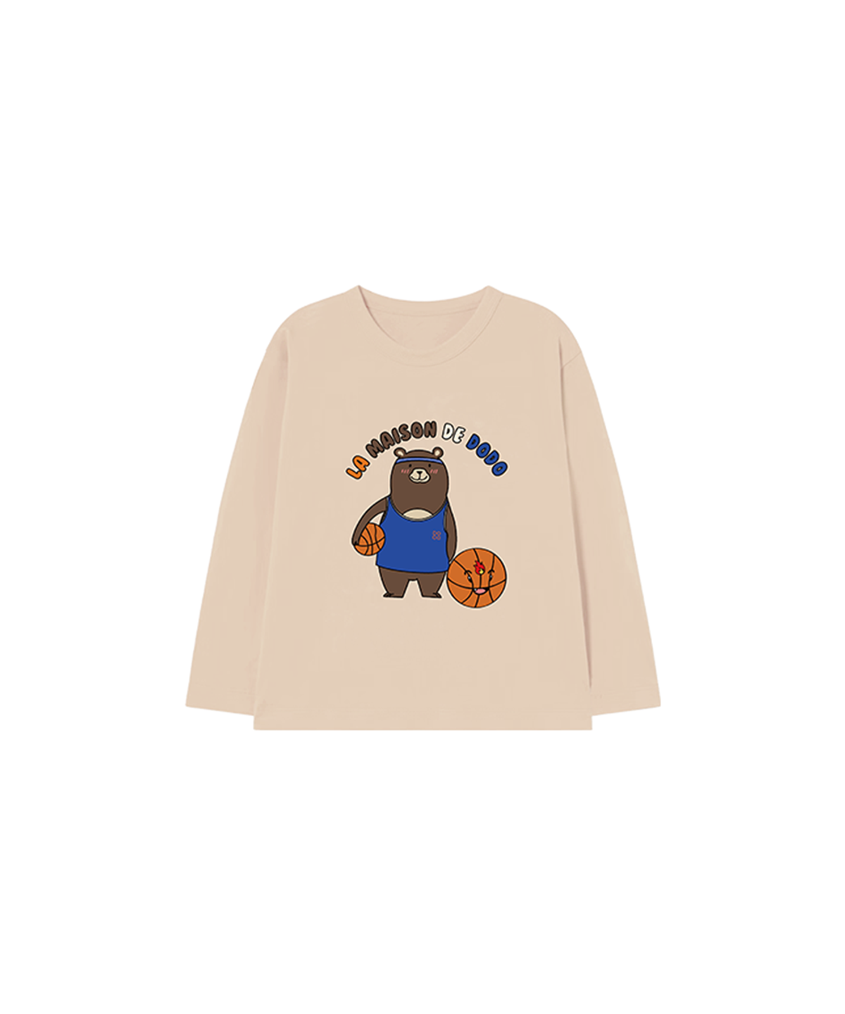 라메종드도도(LA MAISON DE DODO) Simply DODO T Shirt with Basketball Bear (Ivory)_키즈기본티 키즈프린트 등원복 키즈긴팔티 아동긴팔티 간절기 키즈선물 아동선물 여아선물 남아선물