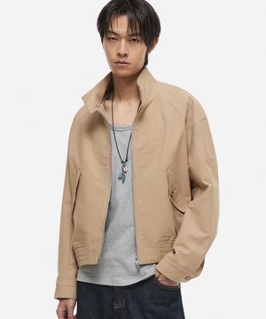 크롭 해링턴 자켓 베이지