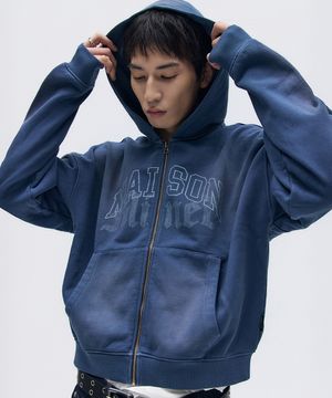 WASHED CROP HOOD ZIP-UP NAVY