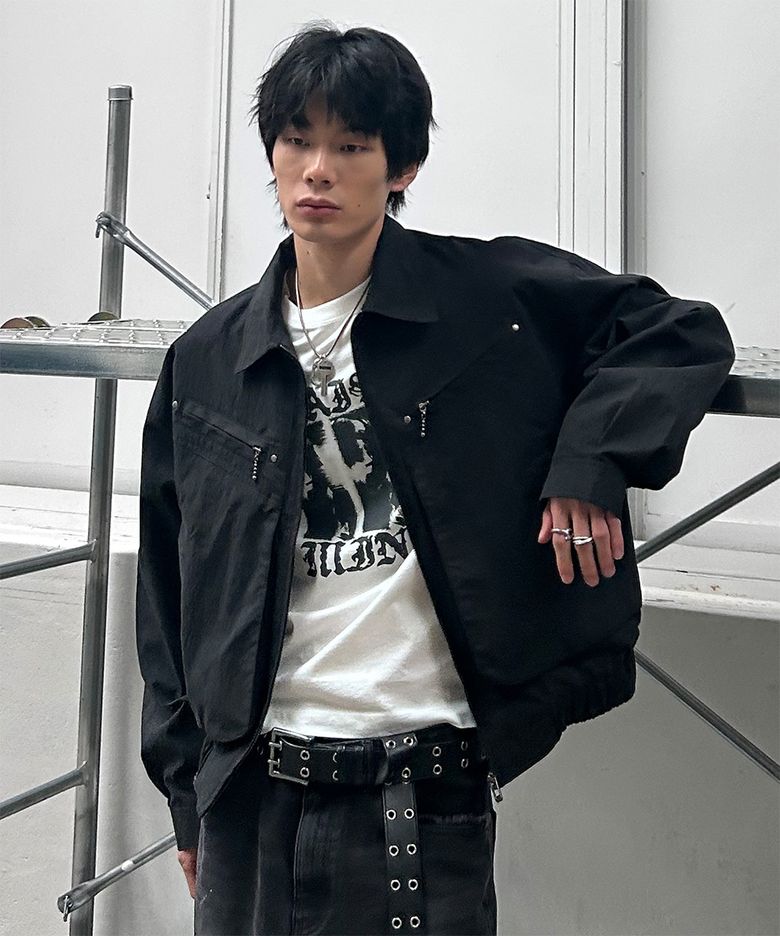 OVERLAYED POCKET BLOUSON BLACK