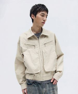 OVERLAYED POCKET BLOUSON BEIGE