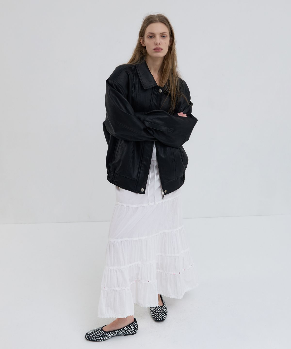 오버듀플레어(OVERDUEFLAIR) SMOCKED TIERED LONG SKIRT_WHITE