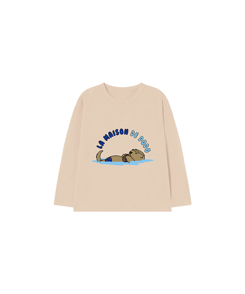 Simply DODO T Shirt with Swimming Otter (Ivory)_키즈기본티 키즈프린트 등원복 키즈긴팔티 아동긴팔티 간절기 키즈선물 아동선물 여아선물 남아선물