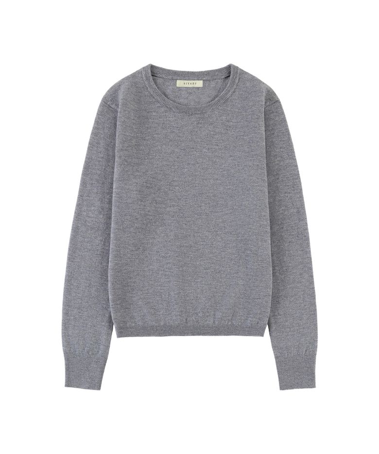 SIKN2175 베이직 라운드 넥 긴팔 니트_Melange gray