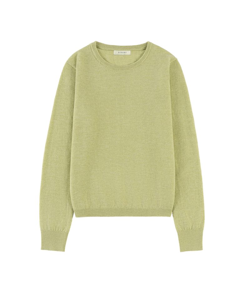 SIKN2175 베이직 라운드 넥 긴팔 니트_Yellow green