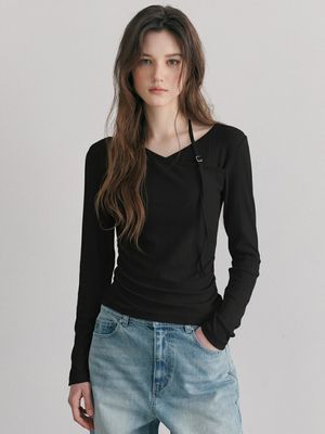 Buckle Strap T-Shirt, Black
