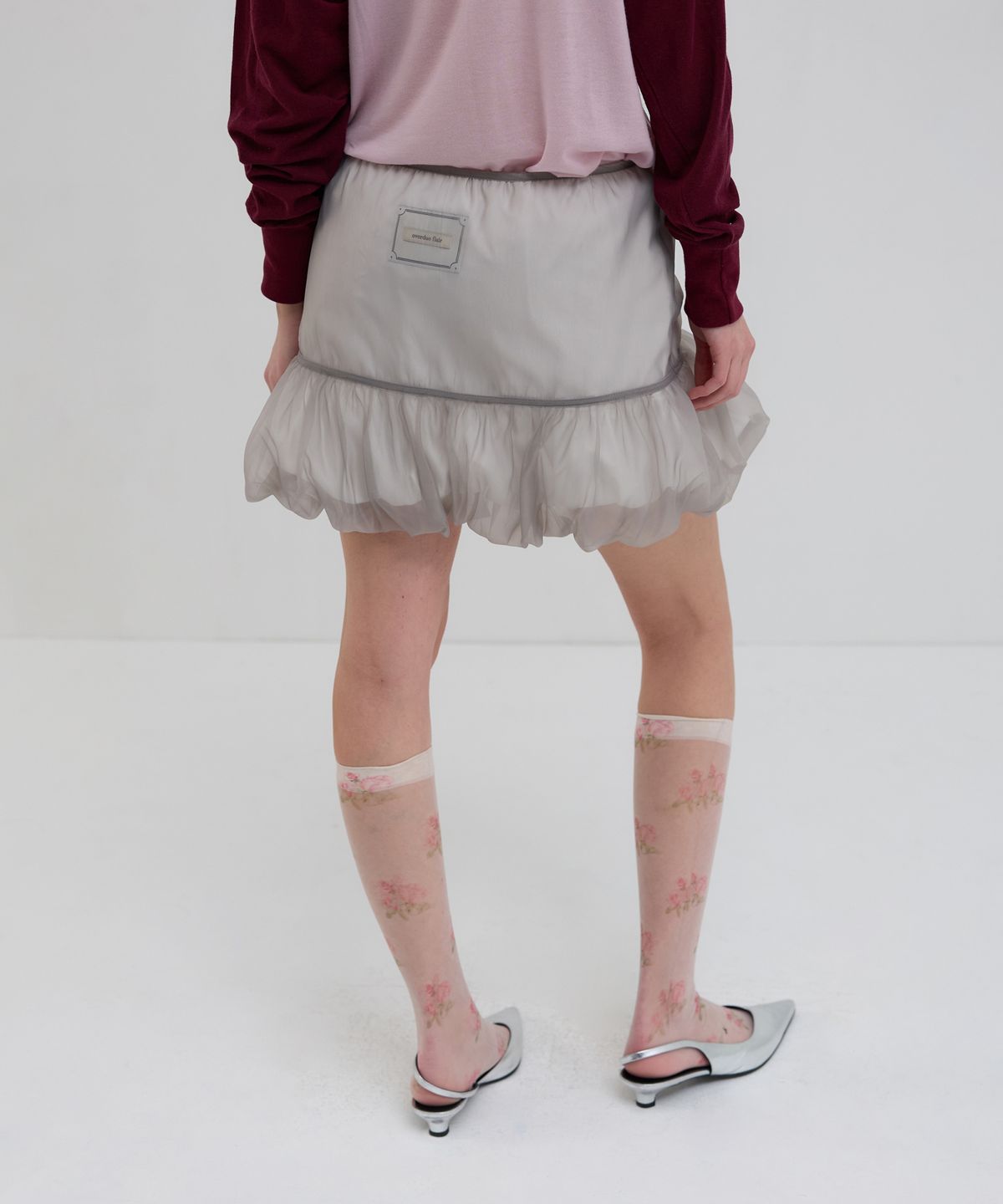 오버듀플레어(OVERDUEFLAIR) ORGANZA LAYERED MINI SKIRT_GREY/WHITE