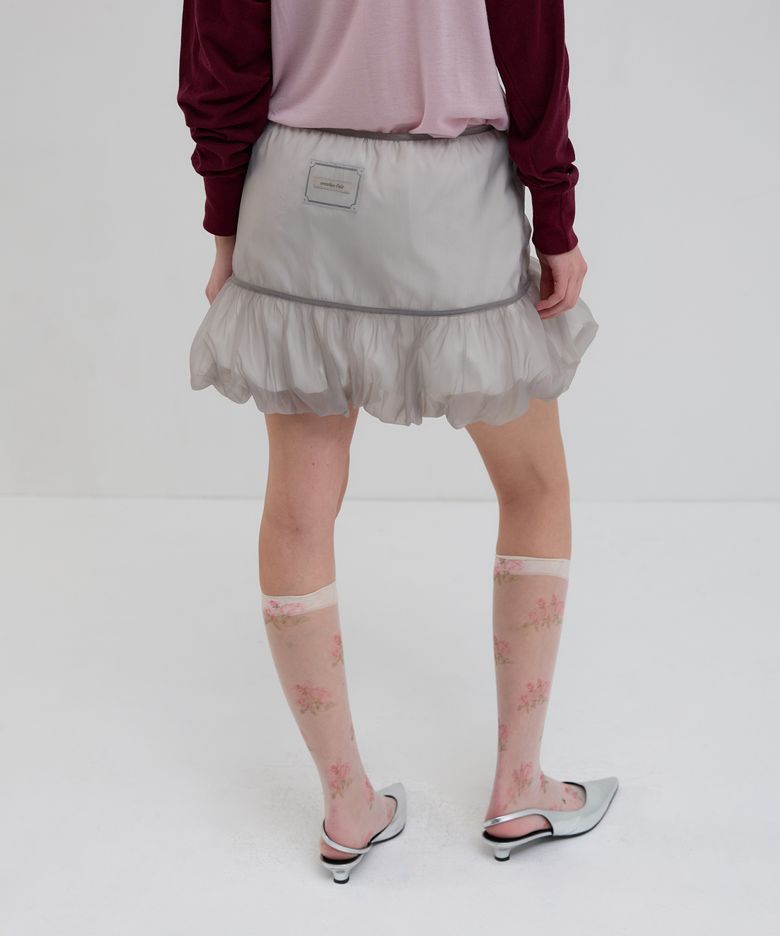 ORGANZA LAYERED MINI SKIRT_GREY/WHITE