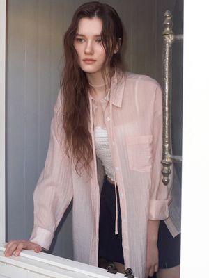 Side Button Strap Shirt, Pink
