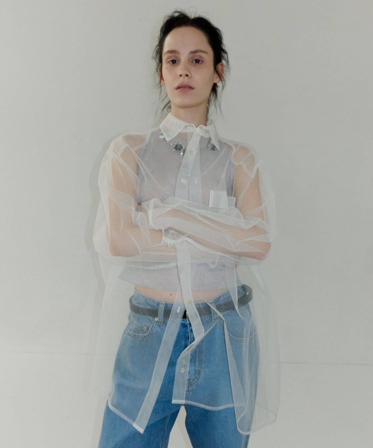 오버듀플레어(OVERDUEFLAIR) MESH OVERSIZED SHIRT_IVORY