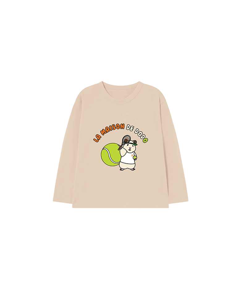Simply DODO T Shirt with Tennis Hamster (Ivory)_키즈기본티 키즈프린트 등원복 키즈긴팔티 아동긴팔티 간절기 키즈선물 아동선물 여아선물 남아선물