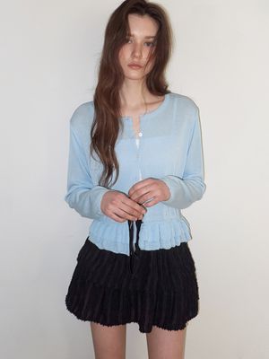 Double Frill Cardigan, Sky Blue