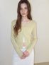 Linen Round Cardigan, Light Green
