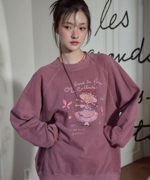 쁘띠릴리 레글런 피그먼트 맨투맨 더스티핑크