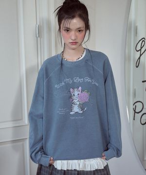 태비러브 레글런 피그먼트 맨투맨 오션블루