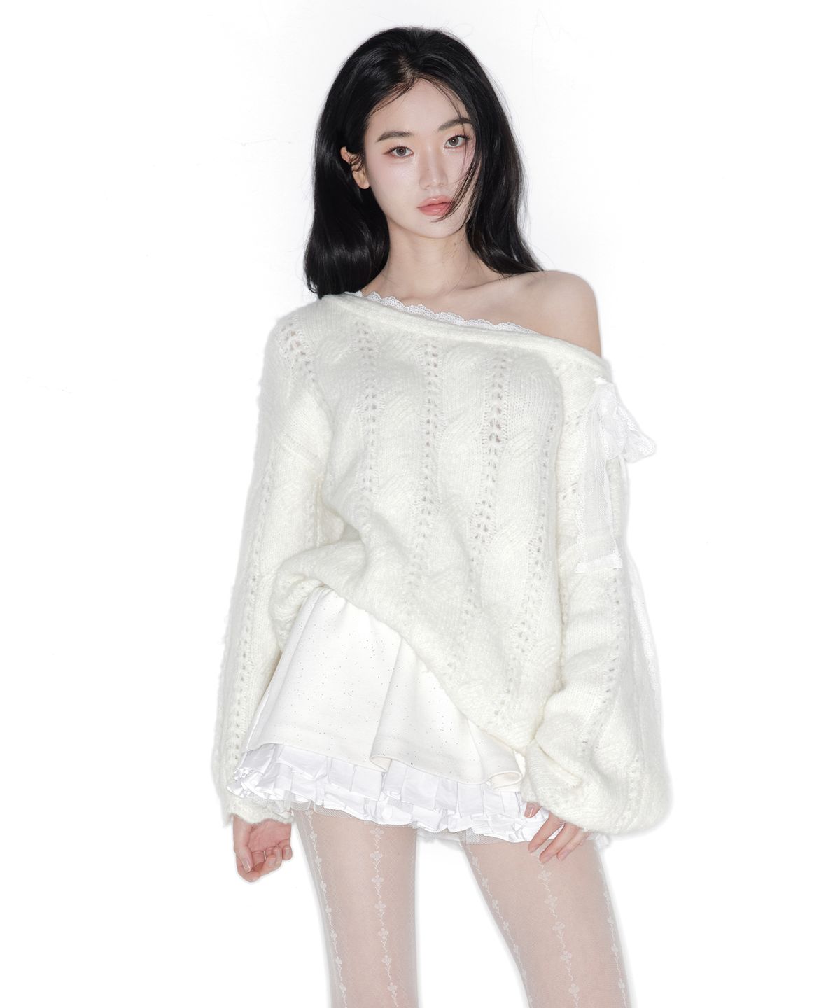 더티스(THETIS) SOFT VEIL OFF SHOULDER KNIT_TT6S302IV