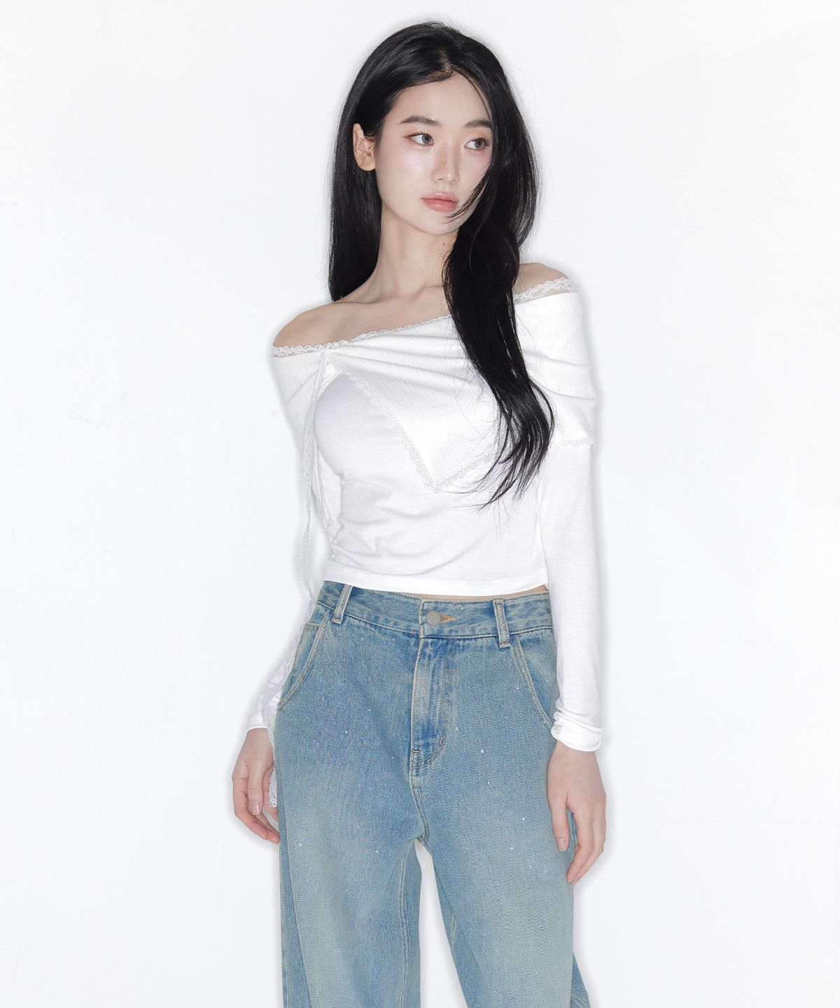 더티스(THETIS) STELLA LACE OFF SHOULDER TOP_TT6S202IV