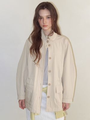 Drawstring Half Jacket, Light Beige