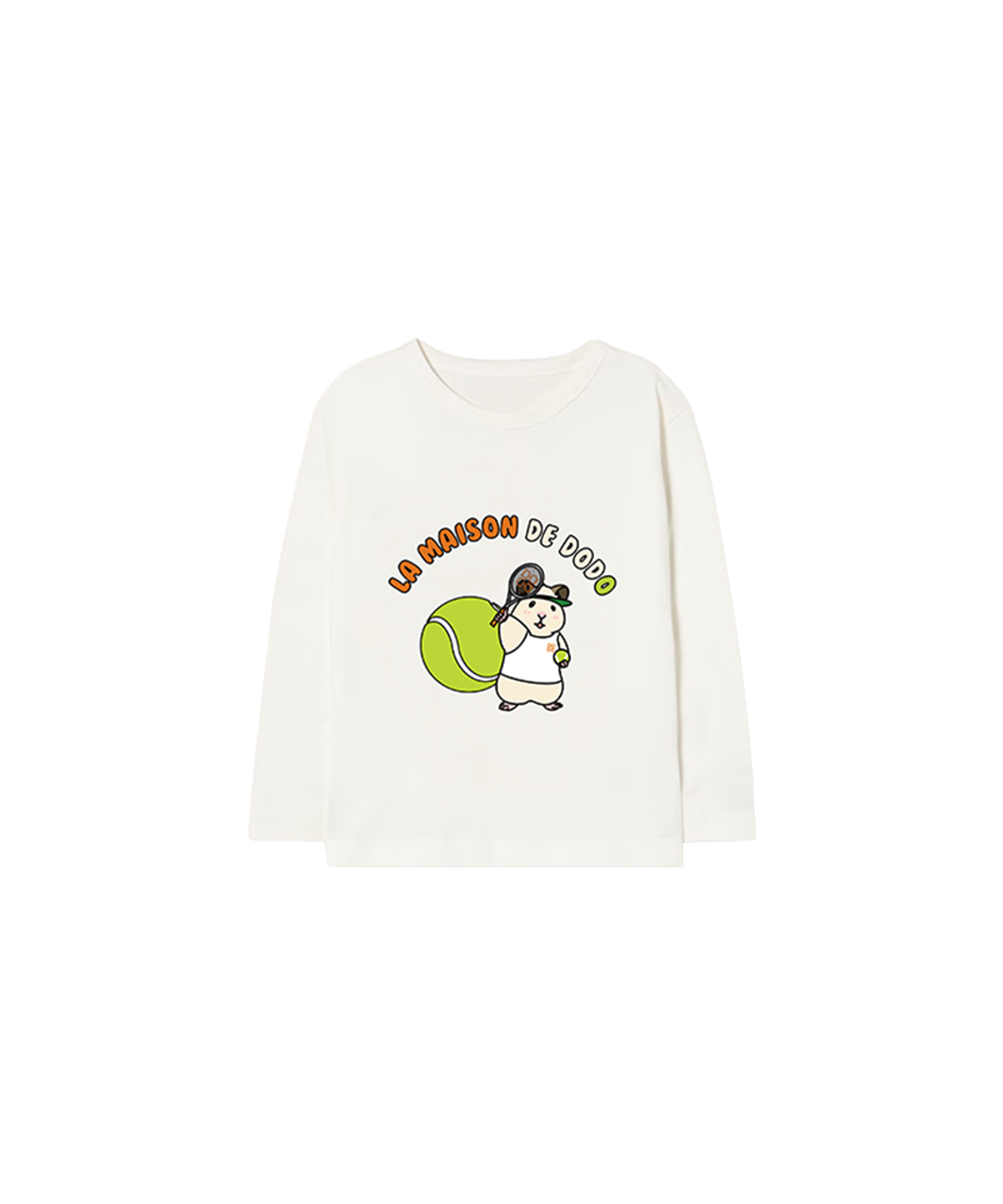 라메종드도도(LA MAISON DE DODO) Simply DODO T Shirt with Tennis Hamster (White)_키즈기본티 키즈프린트 등원복 키즈긴팔티 아동긴팔티 간절기 키즈선물 아동선물 여아선물 남아선물