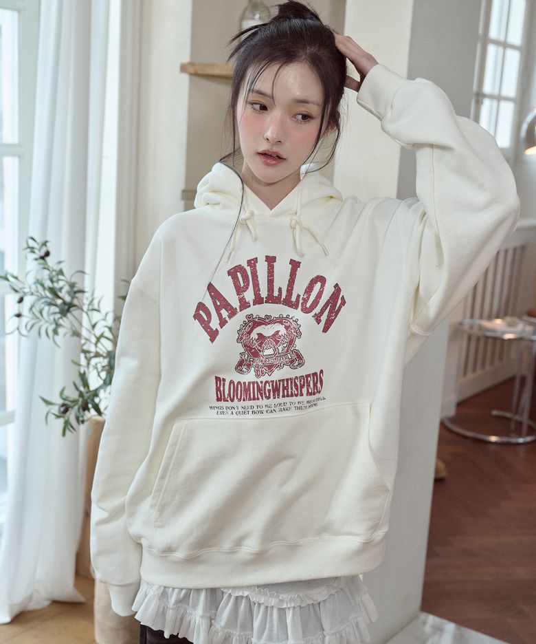 파피용 블룸 후드티 크림