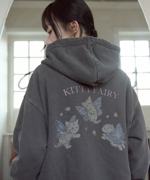 [2-WAY] 픽시키튼 피그먼트 후드 집업 스모크블랙