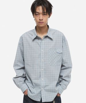 시그널 포켓 체크 셔츠 블루